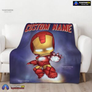 Alternative view of Official Superhero Marvel Avenger Chibi Iron Man Blanket Fleece Customized Blanket