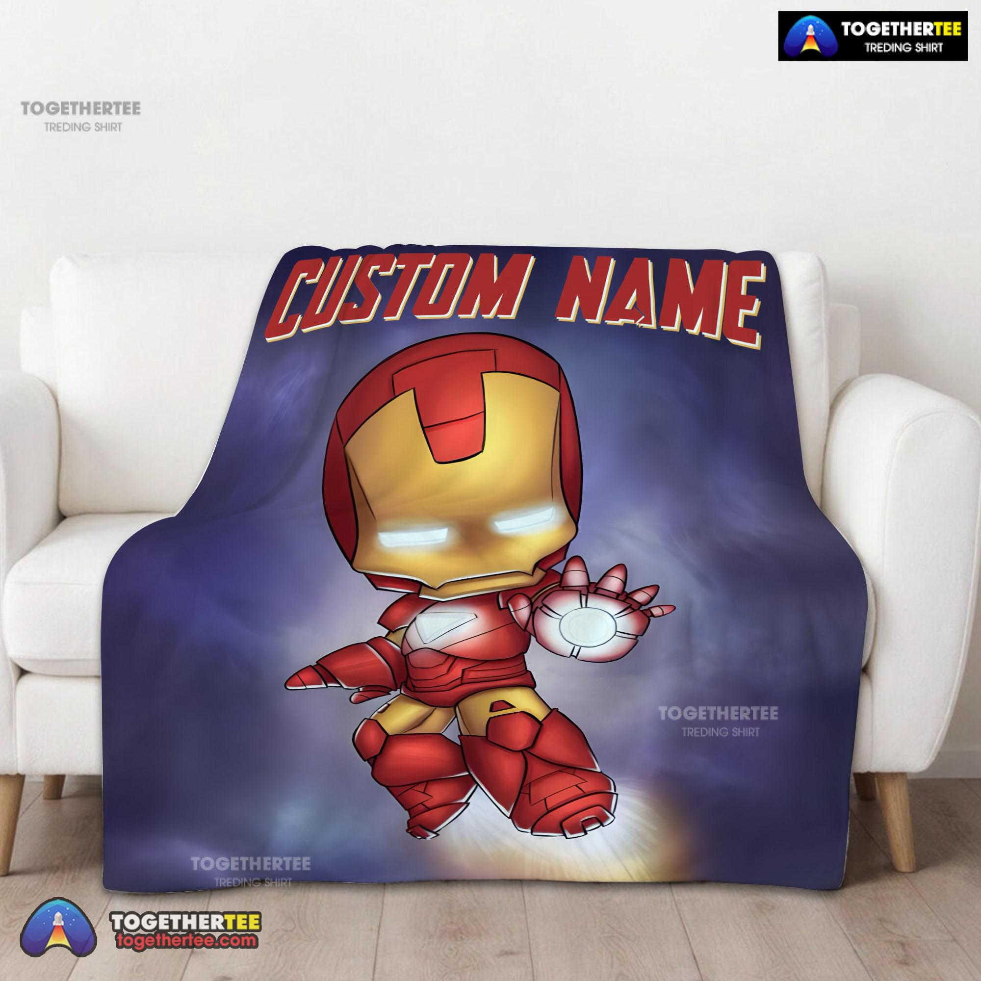 Official Superhero Marvel Avenger Chibi Iron Man Blanket Fleece Customized Blanket - Image 2