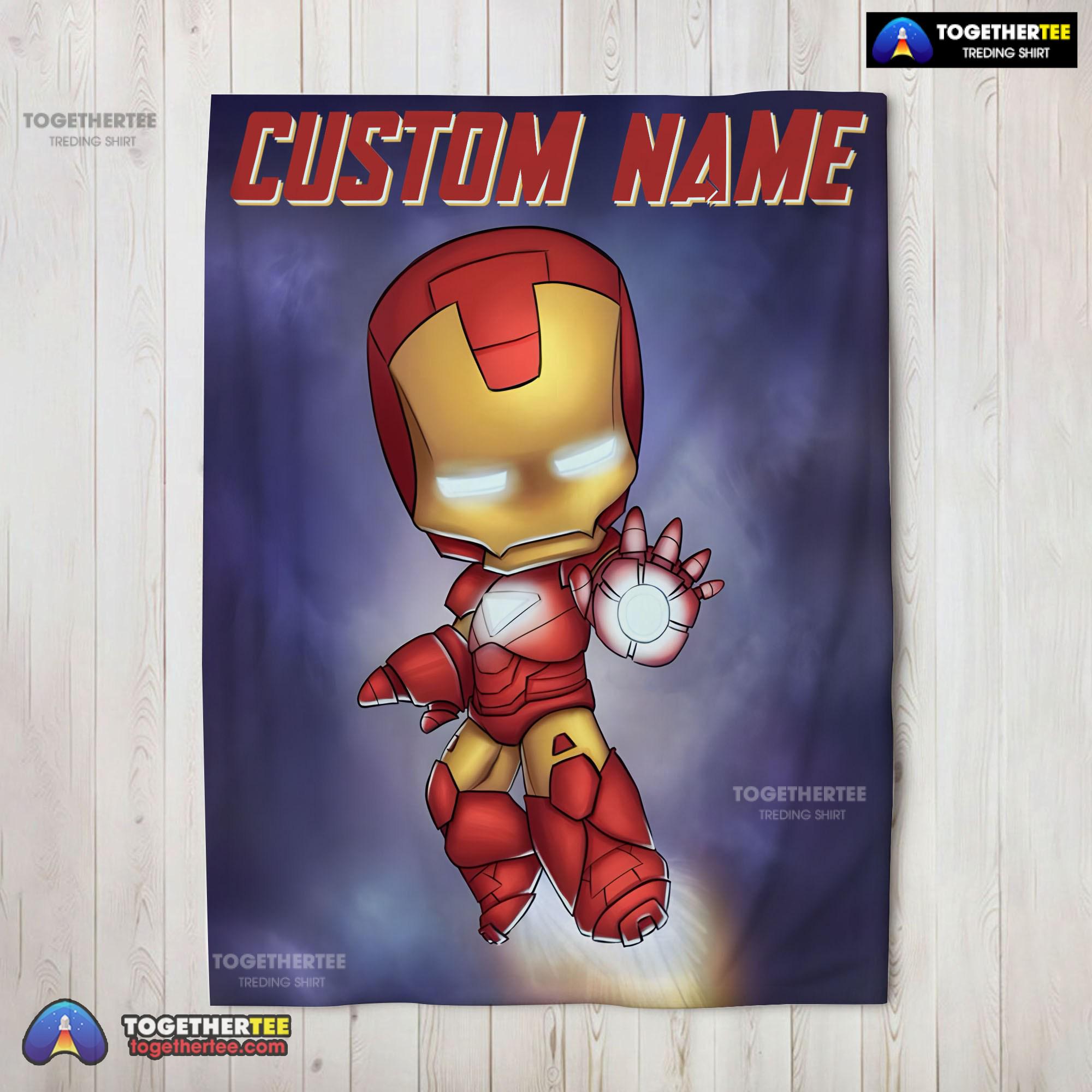 Official Superhero Marvel Avenger Chibi Iron Man Blanket Fleece Customized Blanket