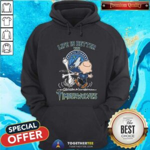 Alternative view of Peanuts Snoopy And Charlie Brown Life Is Better With Minnesota Timberwolves T-Shirt