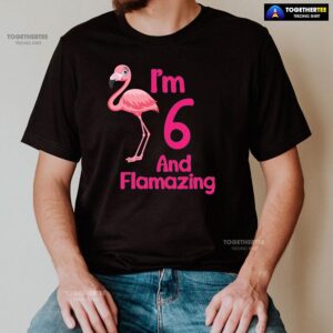 Alternative view of I Am 6 And Flamazing Flamingo 6th Birthday T-Shirt