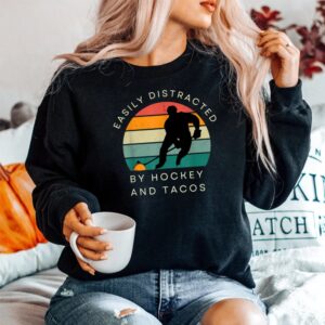 Alternative view of Easily Distracted By Hockey And Tacos Shirt