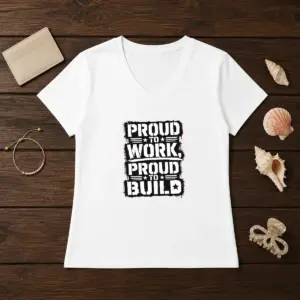 Alternative view of Good Labour Day Proud Worker Stencil Tee For Blue Collar Shirt