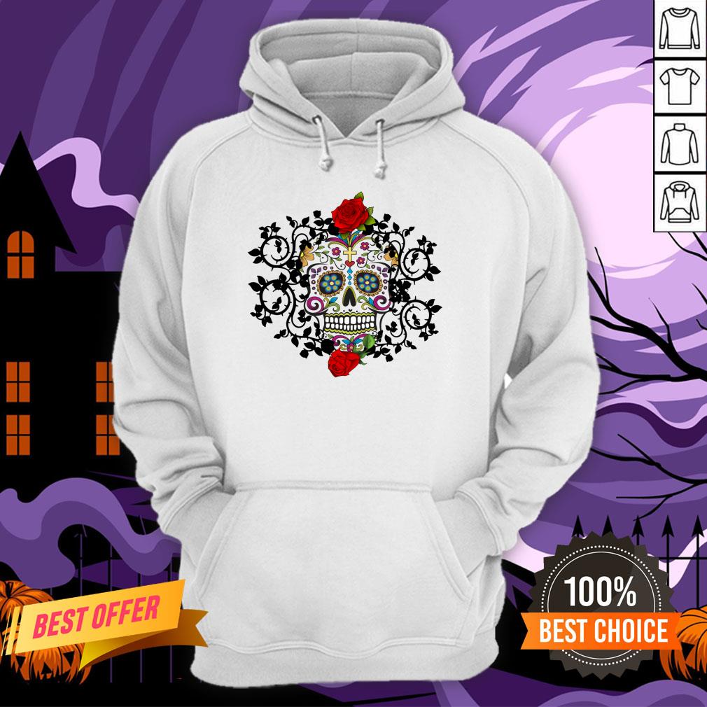 Sugar Skull Roses Day Of Dead Dia De Muertos Vintage Shirt - Image 5