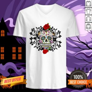 Alternative view of Sugar Skull Roses Day Of Dead Dia De Muertos Vintage Shirt