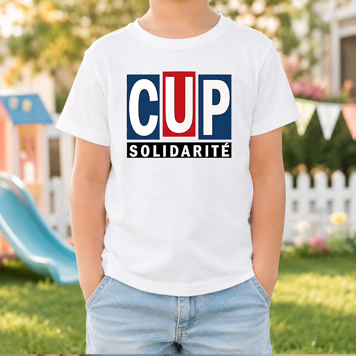 Pretty CUP Solidarity Red White Blue Logo Shirt - Image 8