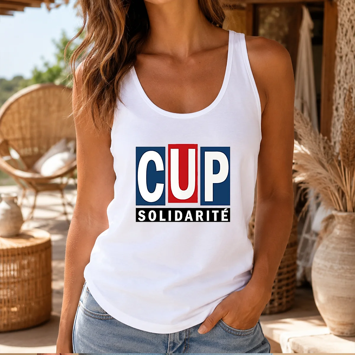 Pretty CUP Solidarity Red White Blue Logo Shirt - Image 3