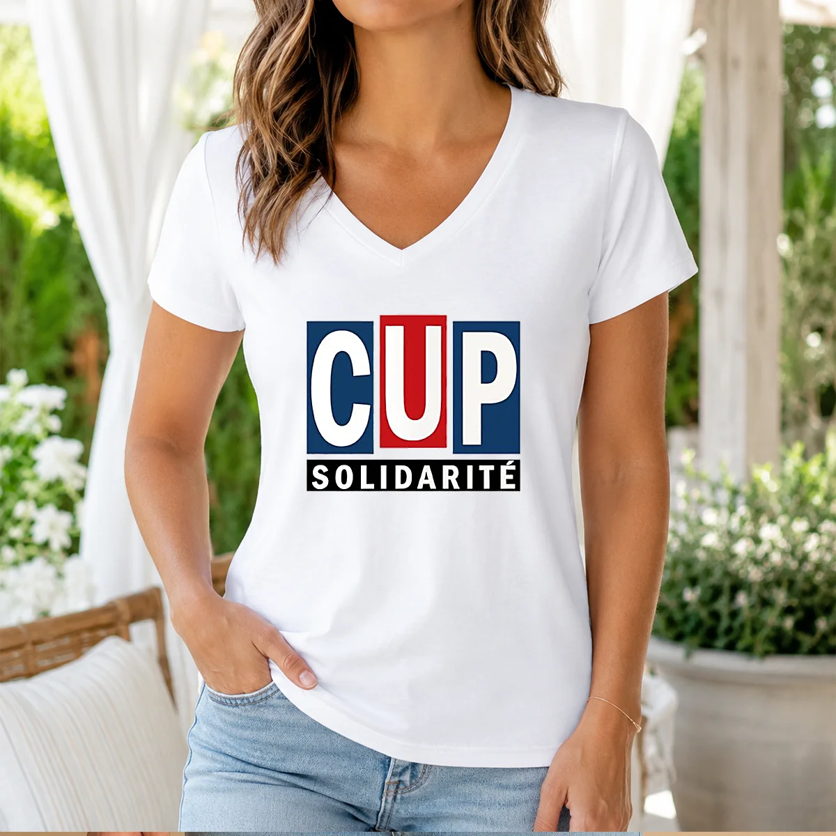 Pretty CUP Solidarity Red White Blue Logo Shirt - Image 2