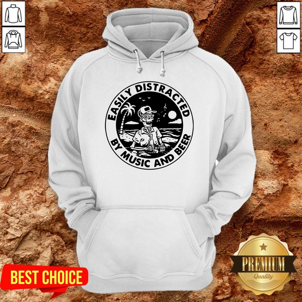 Cute Skeleton Easily Distracted By Music And Beer Shirt - Image 5