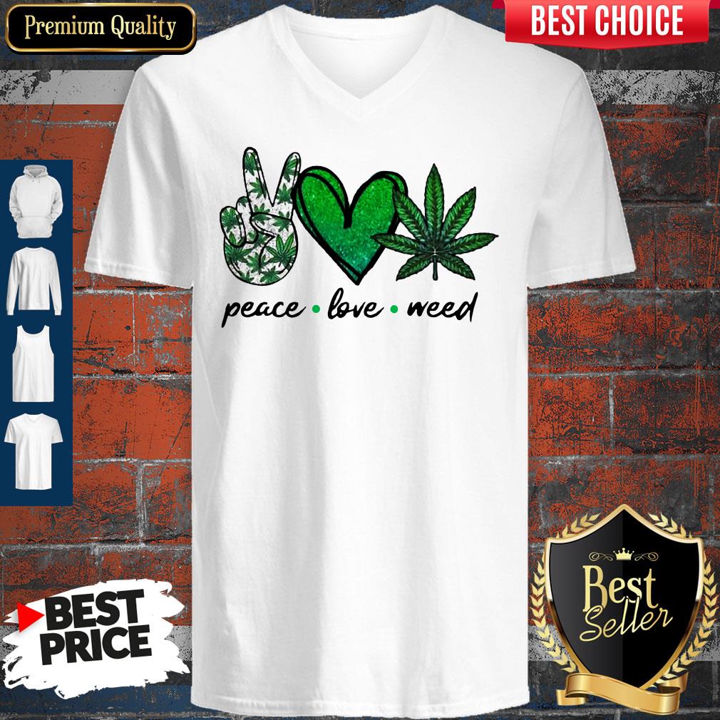 Funny Peace Love Weed Diamond Shirt - Image 3