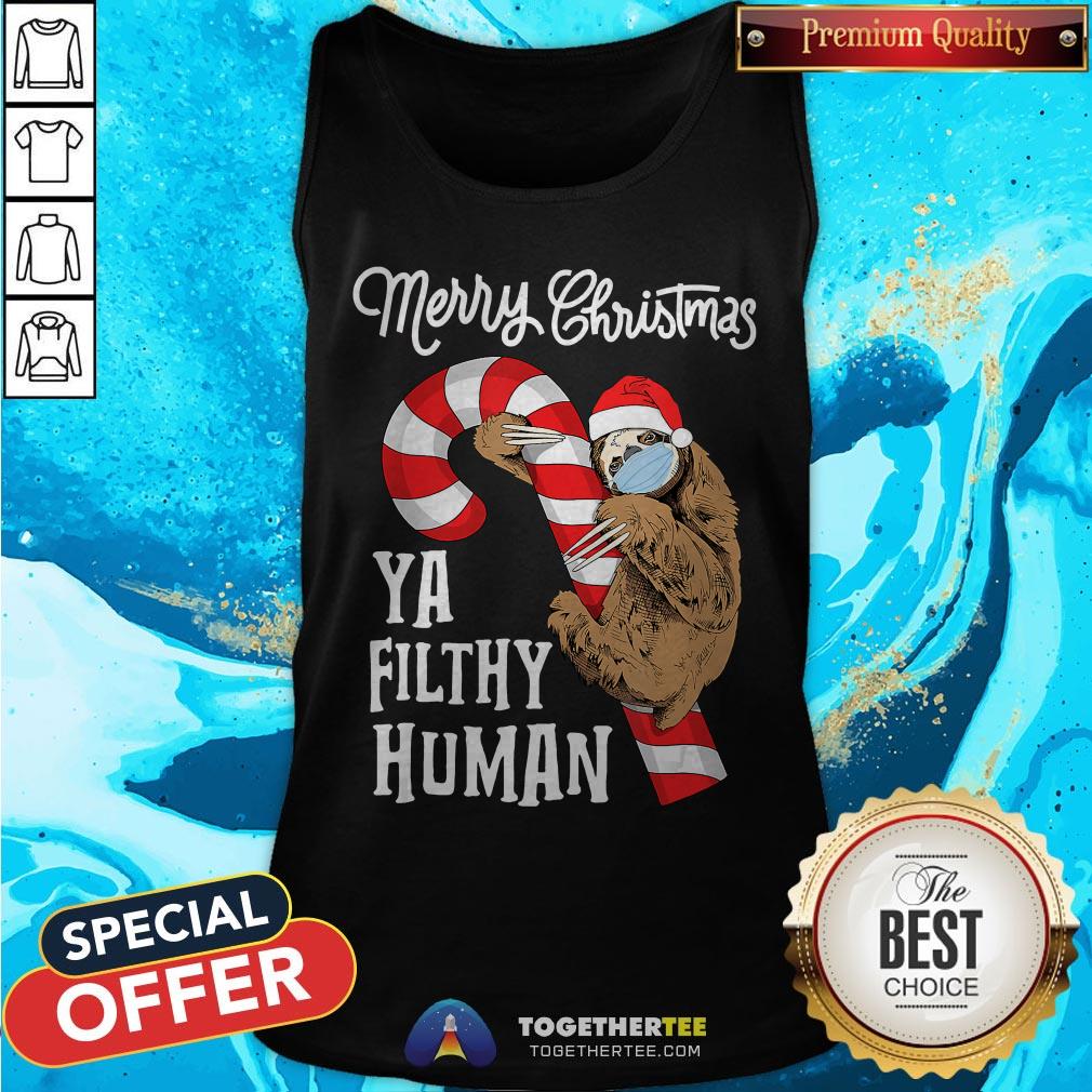 Merry Christmas Sloth Face Mask Sloth Santa Xmas Tree Shirt - Image 3