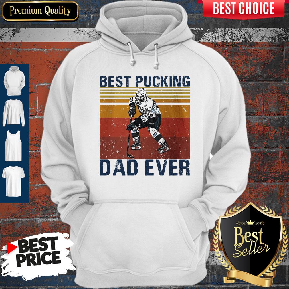 Nice Hockey Best Pucking Dad Ever Happy Father’s Day Vintage Shirt - Image 4