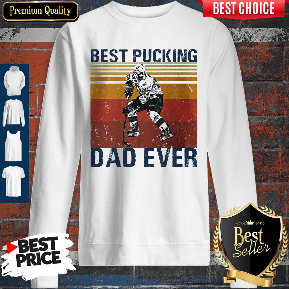 Nice Hockey Best Pucking Dad Ever Happy Father’s Day Vintage Shirt - Image 5