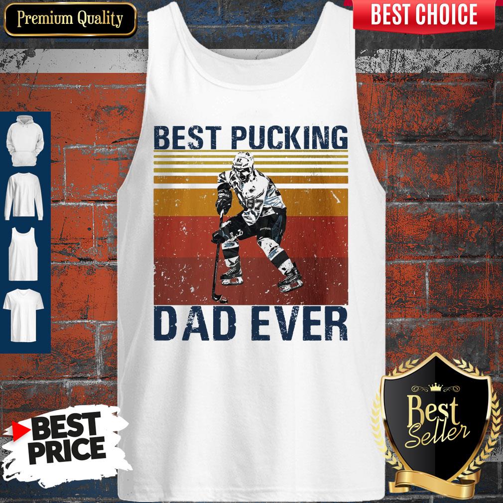 Nice Hockey Best Pucking Dad Ever Happy Father’s Day Vintage Shirt - Image 3