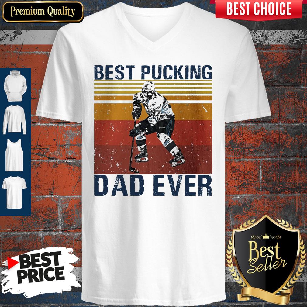 Nice Hockey Best Pucking Dad Ever Happy Father’s Day Vintage Shirt - Image 2