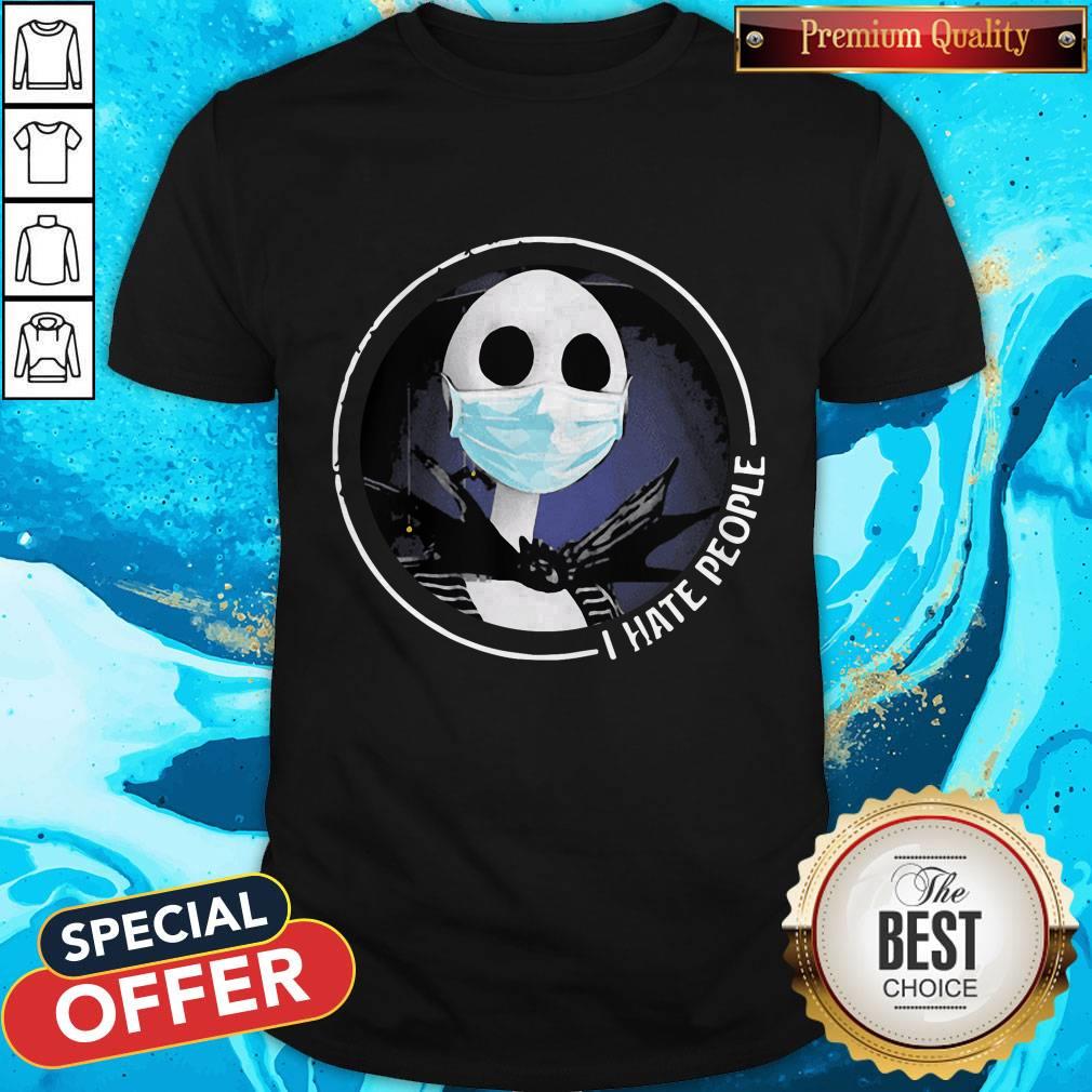 Top Jack Skellington Face Mask I Hate People Shirt