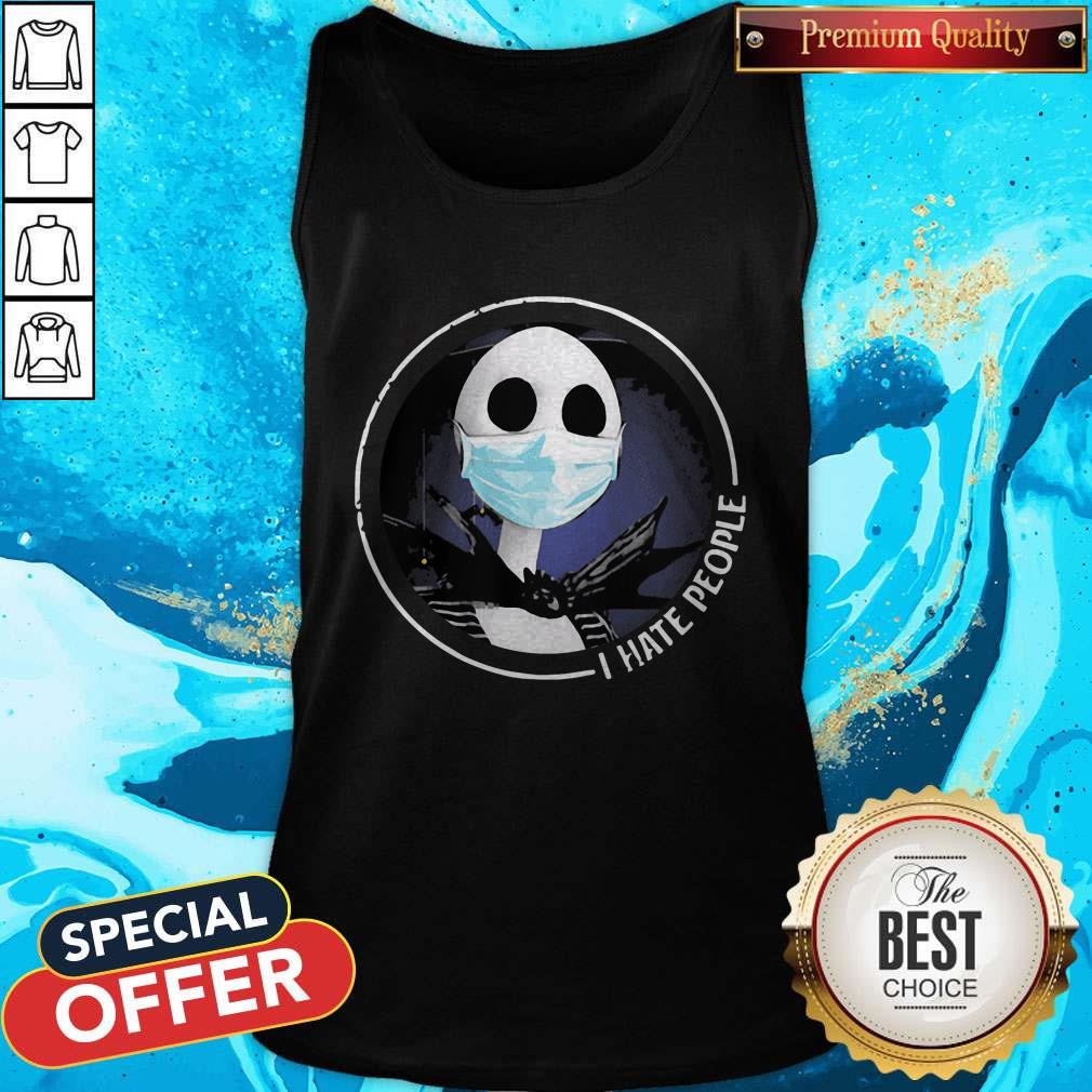 Top Jack Skellington Face Mask I Hate People Shirt - Image 3