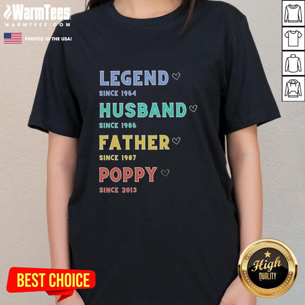 Pretty Legend Husband Father Poppy Since 2013 T-Shirt - Image 3
