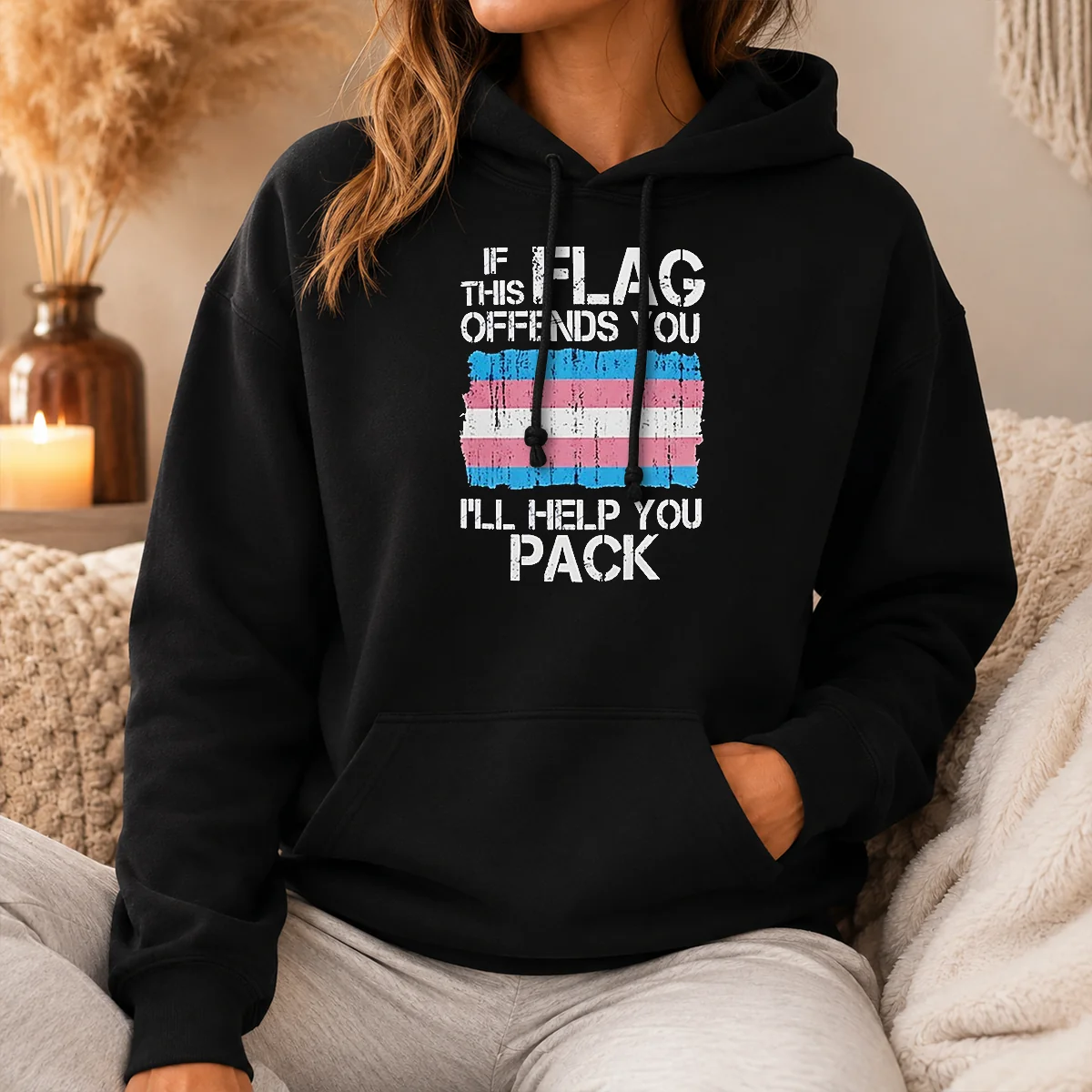 Pretty Awesome If This Flag Offends You I Will Help You Pack Transgender Pride Shirt - Image 3