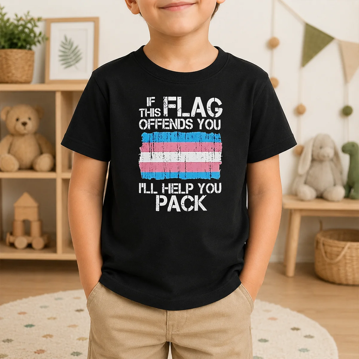 Pretty Awesome If This Flag Offends You I Will Help You Pack Transgender Pride Shirt - Image 7