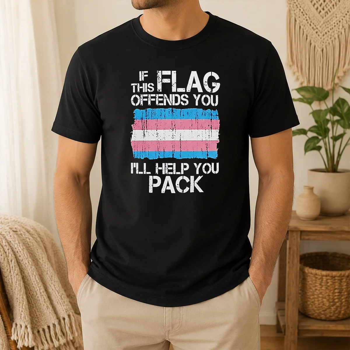 Pretty Awesome If This Flag Offends You I Will Help You Pack Transgender Pride Shirt
