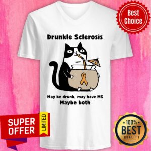 Alternative view of Awesome Cat Drunkle Sclerosis May Be Drunk May Have Ms Maybe Both Shirt