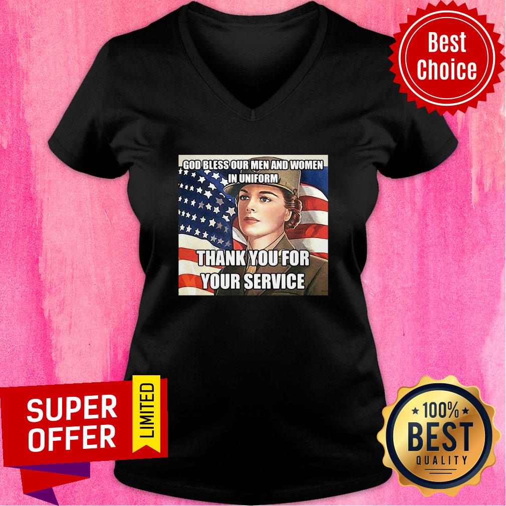 Awesome God Bless Our Men And Women In Uniform Thank You For Your Service Shirt - Image 2