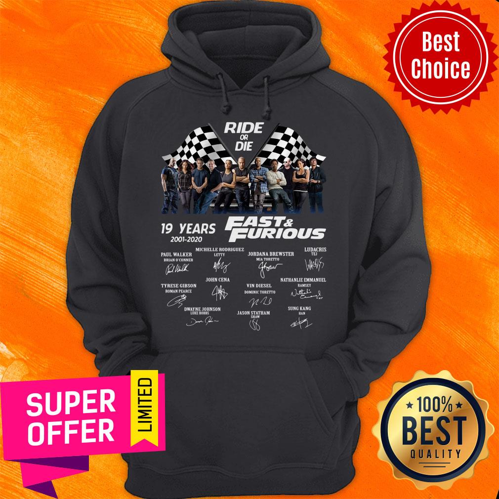 Funny Ride Or Die 20 Years 2001 2021 Fast And Furious Signatures Shirt - Image 3