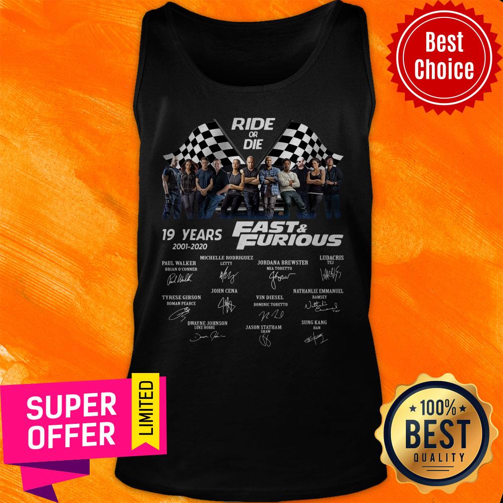 Funny Ride Or Die 20 Years 2001 2021 Fast And Furious Signatures Shirt - Image 5