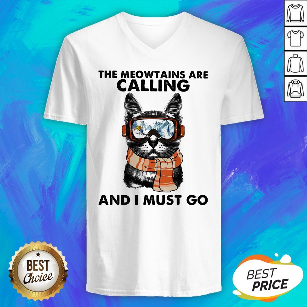 The Meowtains Are Calling And I Must Go Cat Shirt - Image 4