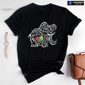 Elephant Typography Autism Awareness T-Shirt – Small Tee