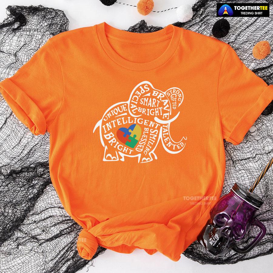 Elephant Typography Autism Awareness T-Shirt – Small Tee - Image 9