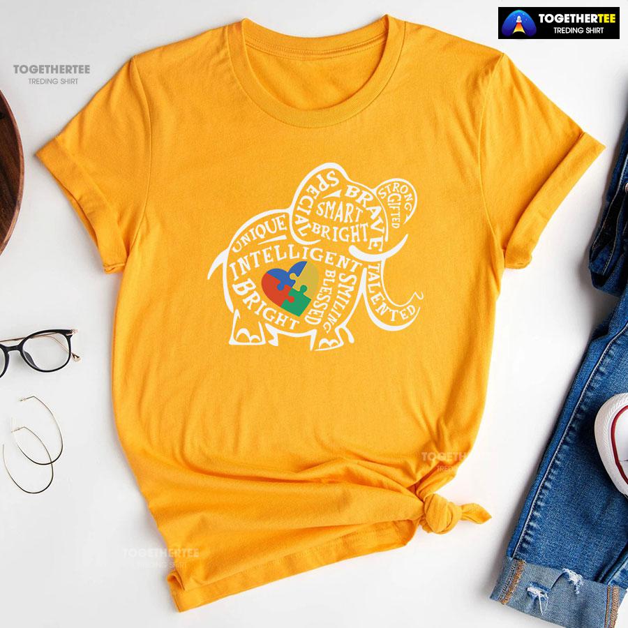 Elephant Typography Autism Awareness T-Shirt – Small Tee - Image 10