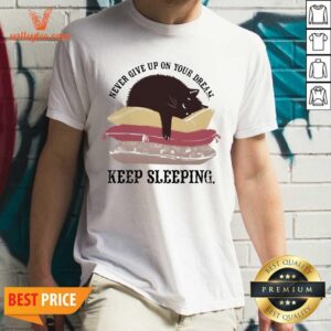 Pretty Never Give Up On Your Dream Keep Sleeping Cats Lying On Pillow Shirt