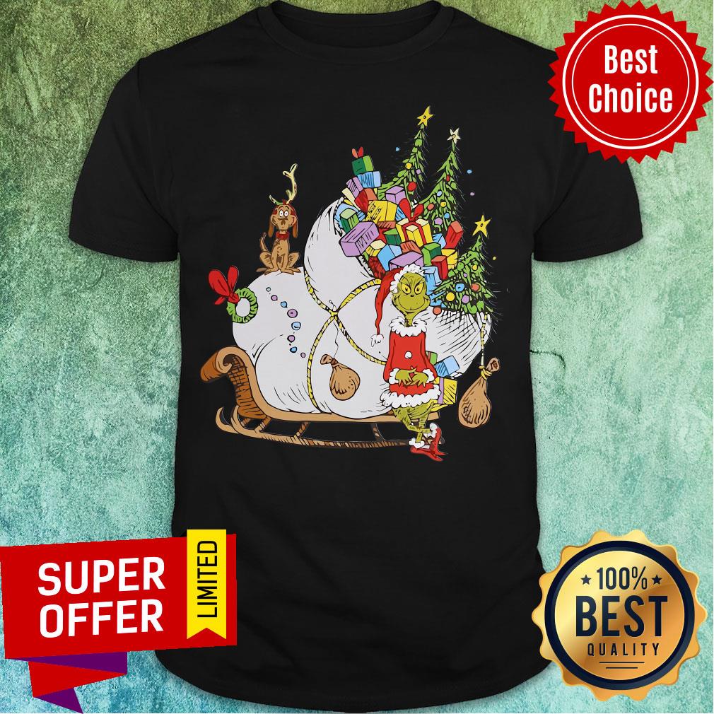 Funny Santa Grinch And Max Merry Christmas Shirt