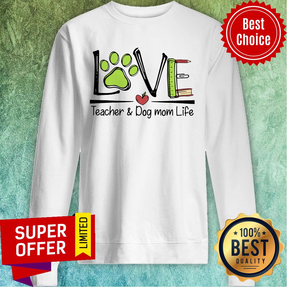 Love Teacher & Dog Mom Life Paw Dog Ruler Book Shirt - Image 3