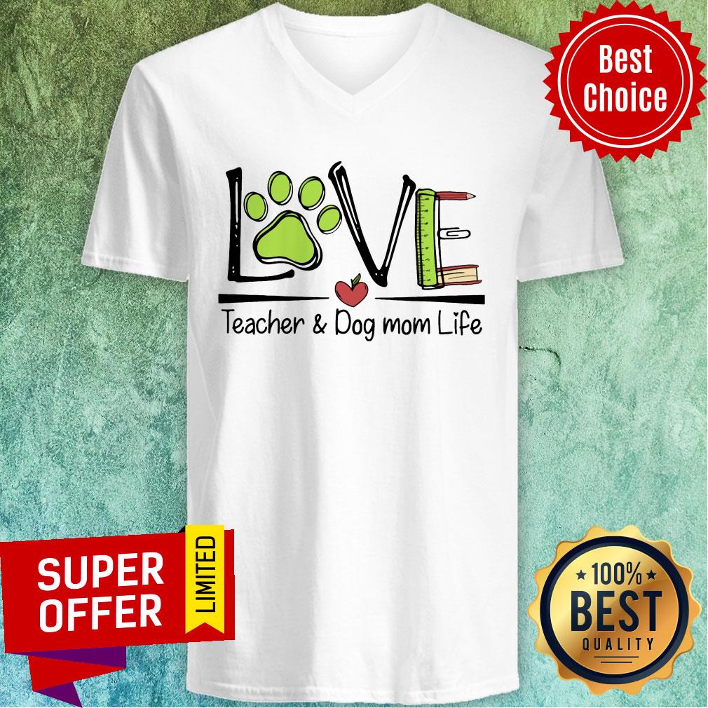 Love Teacher & Dog Mom Life Paw Dog Ruler Book Shirt - Image 2