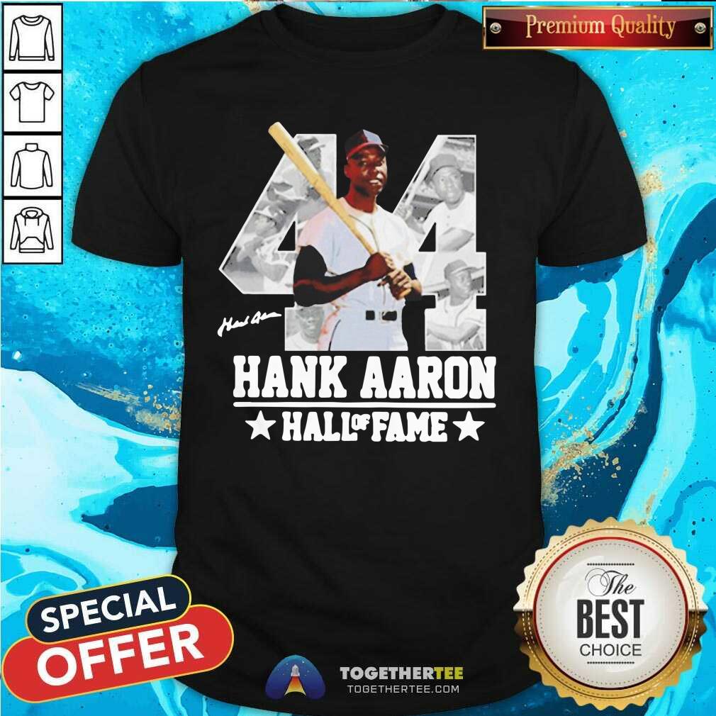 Perfect Hank Aaron 44 HOF Milwaukee Atlanta Baseball Jersey Hammer Aaron T-Shirt