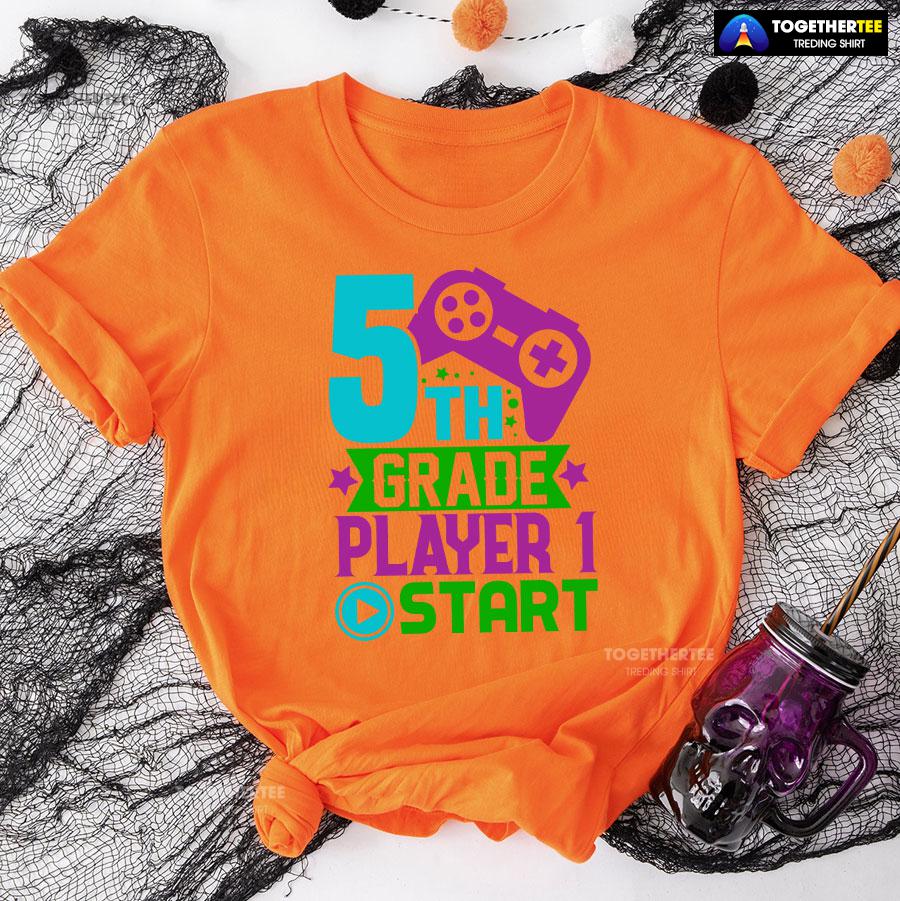5th Grade Player 1 Start Game Console Student Back To School T-Shirt - Image 10