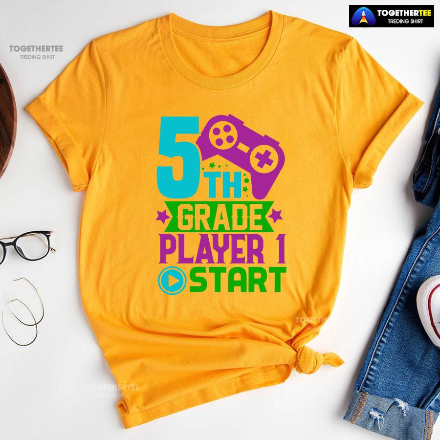 5th Grade Player 1 Start Game Console Student Back To School T-Shirt - Image 11