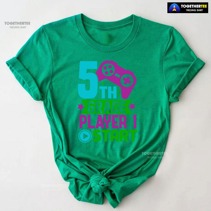 5th Grade Player 1 Start Game Console Student Back To School T-Shirt - Image 9