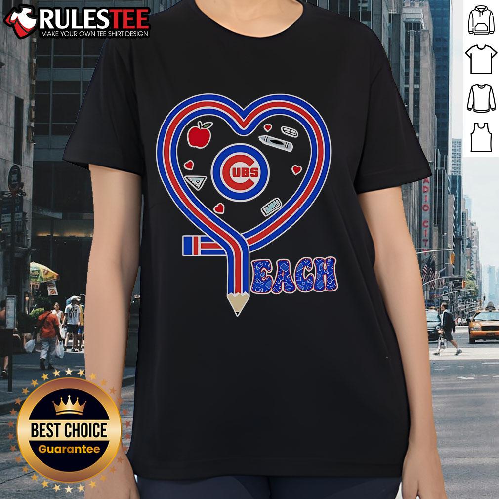Nice Chicago Cubs Teach Love Teaching T-Shirt - Image 3