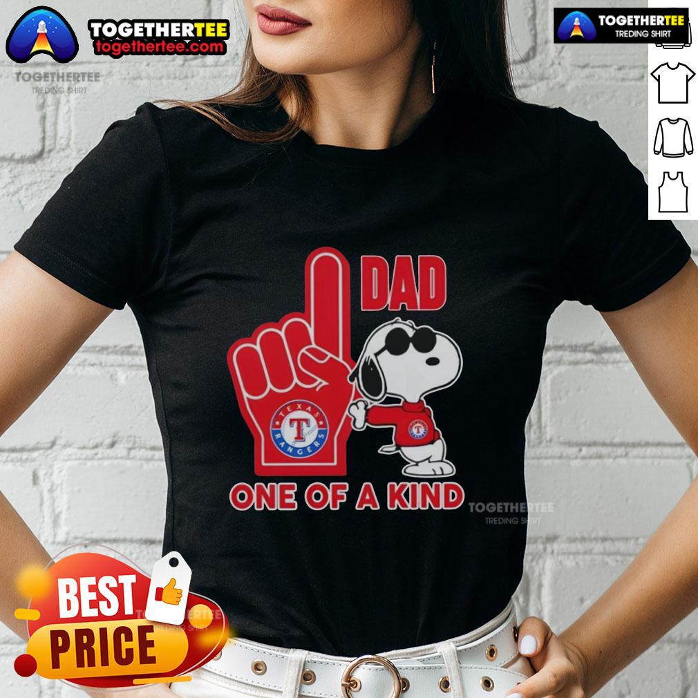 Nice Snoopy Texas Rangers #1 Dad One Of A Kind T-Shirt - Image 3