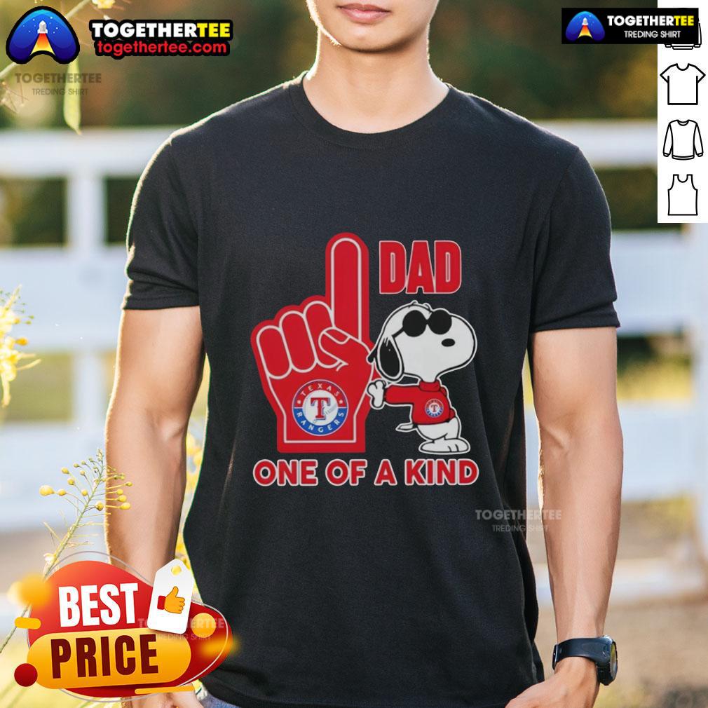 Nice Snoopy Texas Rangers #1 Dad One Of A Kind T-Shirt