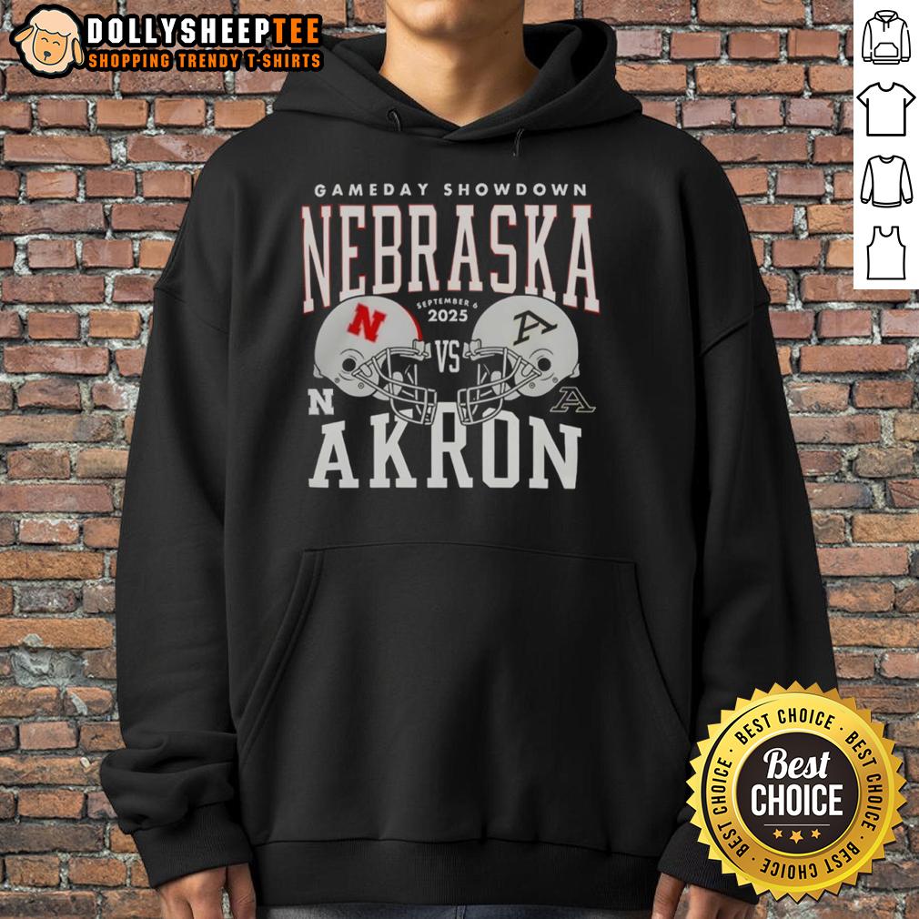 Premium Nebraska Cornhuskers Vs Akron Zips College Football Gameday Showdown 2025 Helmet T-Shirt - Image 2