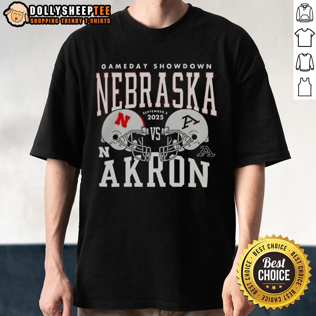 Premium Nebraska Cornhuskers Vs Akron Zips College Football Gameday Showdown 2025 Helmet T-Shirt