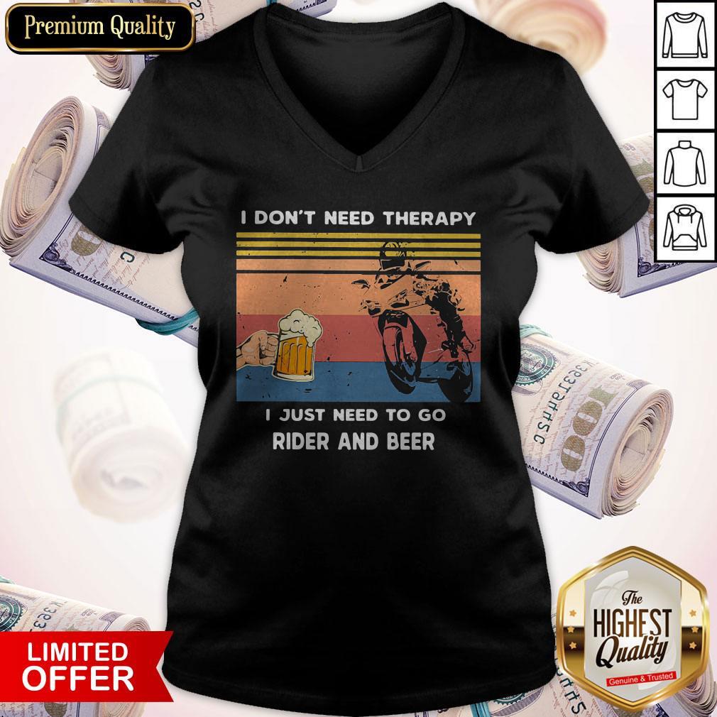 I Don’t Need Therapy I Just Need To Go Rider And Beer Vintage Shirt - Image 2