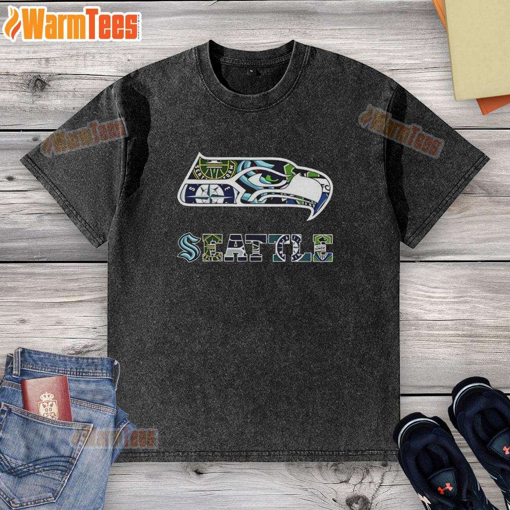 Original Seattle Seahawks NFL And Seattle Sport Teams Logo T-Shirt - Image 6