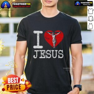 Premium I Love Jesus Heart Cross Christain Faith Christ T-Shirt