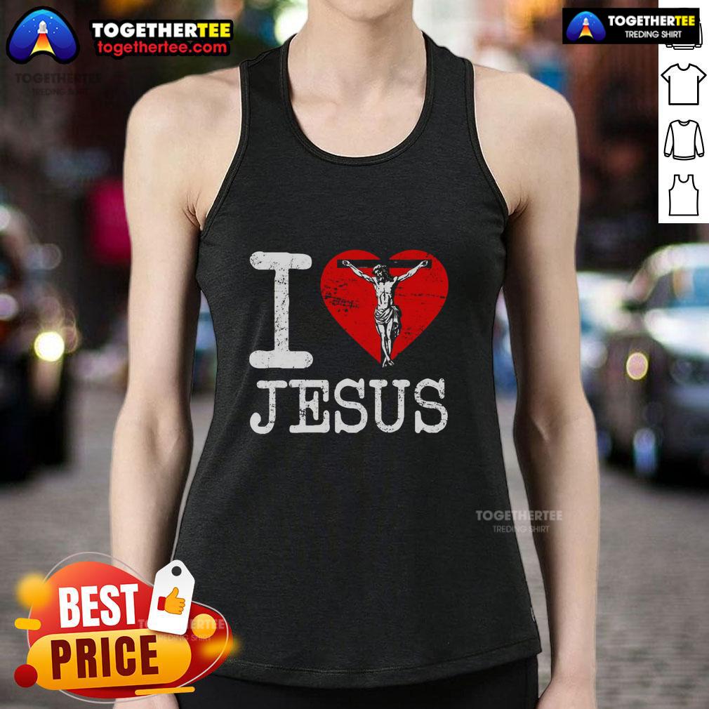 Premium I Love Jesus Heart Cross Christain Faith Christ T-Shirt - Image 4